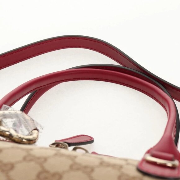 GUCCI GG Canvas Heart bit Tote Bag 2way Beige Red Auth ki5996V - Picture 9 of 16